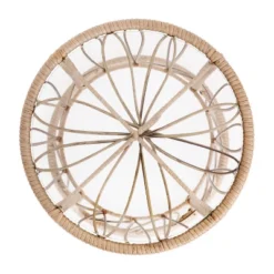 Emma And Oliver 3 Piece Boho Patio Set - Faux Rattan Rope Papasan Style Chairs With Cushions And Glass Topped Side Table -Emma And Oliver GUEST ffc27c4d 7d82 46d3 b7aa 56fcfe31f17c