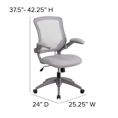 Emma And Oliver Mid-Back Gray Mesh Swivel Ergonomic Task Office Chair With Gray Frame 3 Emma And Oliver Mid-Back Gray Mesh Swivel Ergonomic Task Office Chair With Gray Frame - Image 3