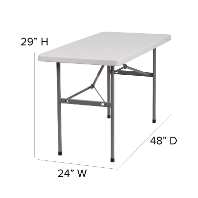 Emma And Oliver 4-Foot Granite White Plastic Folding Table - Banquet / Event Folding Table 2 Emma And Oliver 4-Foot Granite White Plastic Folding Table - Banquet / Event Folding Table - Image 2